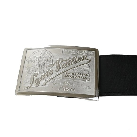 LOUIS VUITTON Ceinture Jeans Belt 85 34 Leather Black Silver Spain M6812 36KB399 - Picture 6 of 13